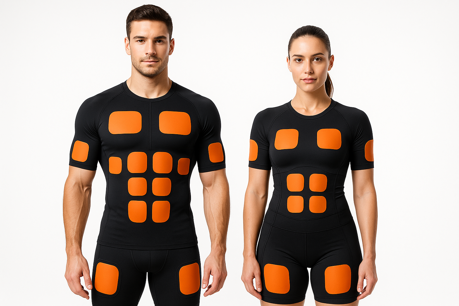 make the suit have a few orange patches where the pads are so you can see them